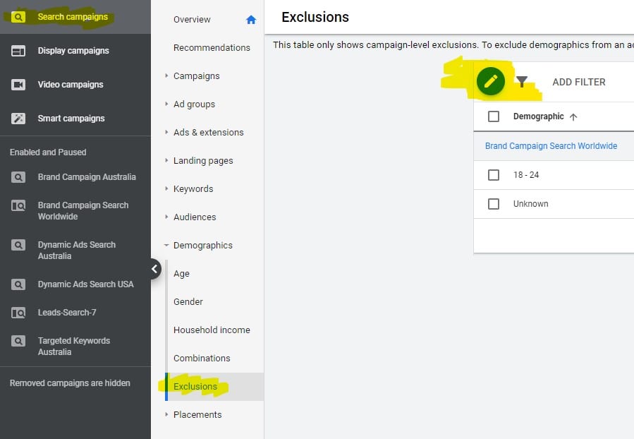 Demographic Exclusions In Google Ads