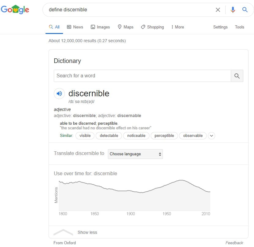 Google search feature answer box