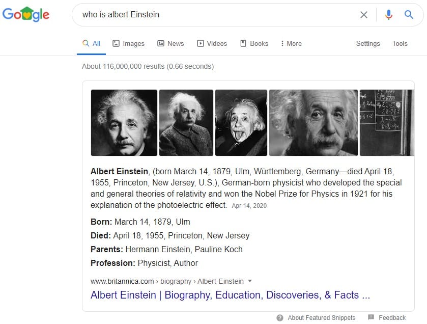 Google search feature paragraph featured snippet