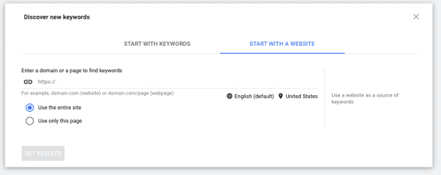 start with a website keyword planner