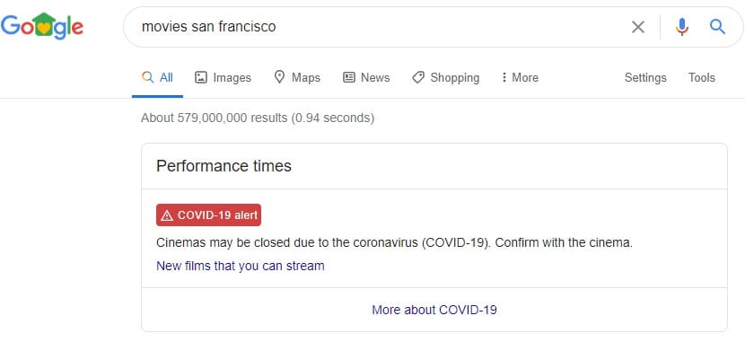 Google search feature movies