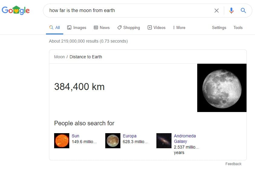 Google search feature - rich snippet
