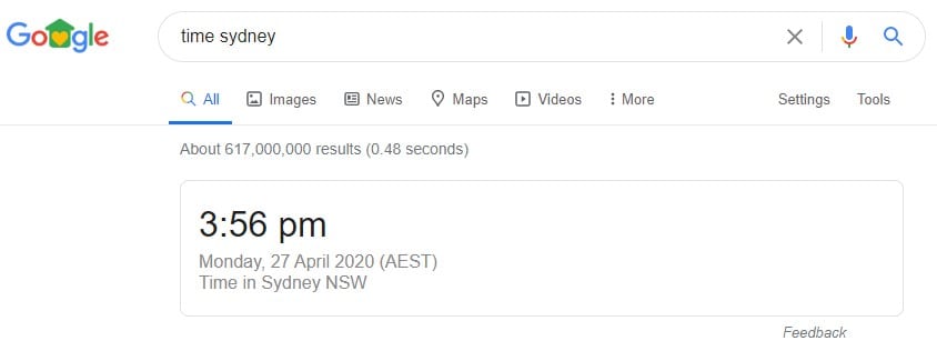 google search feature - time