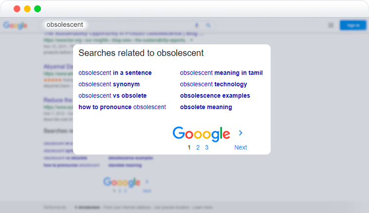 Google search features - related search