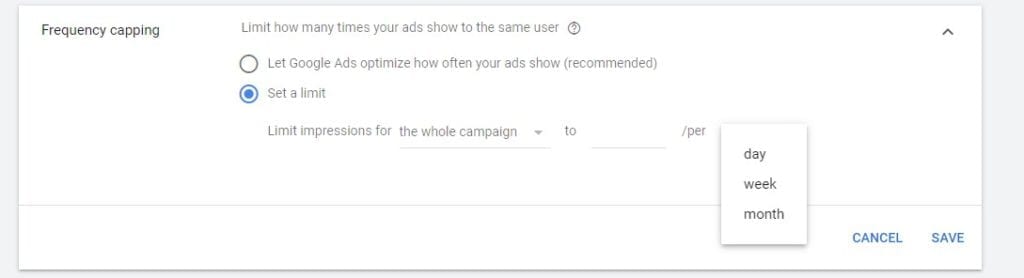 How to use Display Ads and Gmail Ads 4 frequency capping Google Ads day, week and month