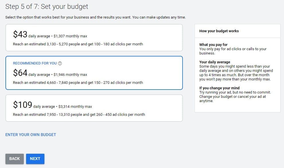 Choose Your Budget For Your Smart Search Campaign